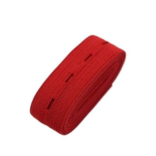 Generisch Gummiband, 20 mm, gewebtes Knopfloch-Elastikband, Stretchband, Verlängerung, fertiges Band, Nähen, Bekleidungszubehör(Red,20mm 5yards) von Generisch