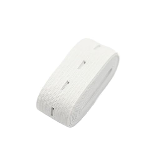 Generisch Gummiband, 20 mm, gewebtes Knopfloch-Elastikband, Stretchband, Verlängerung, fertiges Band, Nähen, Bekleidungszubehör(White,20mm 2yads) von Generisch