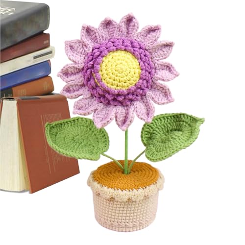 Generisch Häkelblumen, Häkelsonnenblumen- Handgefertigte künstliche Topfpflanzen-Desktop- | Tischation für Zuhause, 25 cm, Sonnenblumen-Ornament für Wohnzimmer, Schlafzimmer, Arbeitszimmer von Generisch