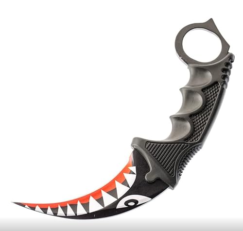 Generisch Hochwertiges 19cm CSGO Karambit Messer Übungsmesser Trainingsmesser Real-Life-Sammlung Jagd Survival Outdoor Counter-Strike Global Offensive Jagdmesser Knife (Black Shark [Übungsmesser]) von Generisch