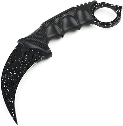 Generisch Hochwertiges 19cm CSGO Karambit Messer Übungsmesser Trainingsmesser Real-Life-Sammlung Jagd Survival Outdoor Counter-Strike Global Offensive Jagdmesser Knife (Black White [Scharf!]) von Generisch