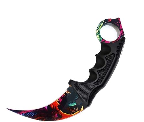 Generisch Hochwertiges 19cm CSGO Karambit Messer Übungsmesser Trainingsmesser Real-Life-Sammlung Jagd Survival Outdoor Counter-Strike Global Offensive Jagdmesser Knife (Hyper Beast [Scharf!]) von Generisch