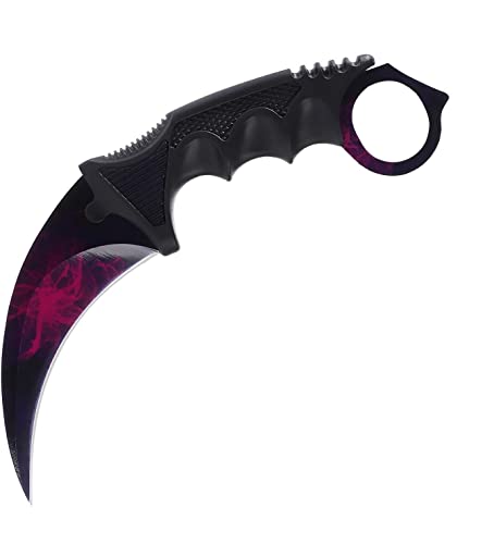 Generisch Hochwertiges 19cm CSGO Karambit Messer Übungsmesser Trainingsmesser Real-Life-Sammlung Jagd Survival Outdoor Counter-Strike Global Offensive Jagdmesser Knife (Purple Knife [Scharf!]) von Generisch