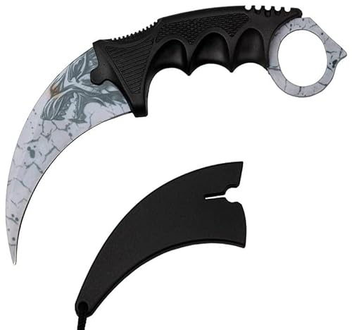 Generisch Hochwertiges 19cm CSGO Karambit Messer Übungsmesser Trainingsmesser Real-Life-Sammlung Jagd Survival Outdoor Counter-Strike Global Offensive Jagdmesser Knife (White Wolf [Scharf!]) von Generisch