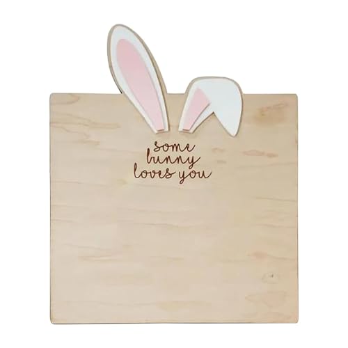 Generisch Holzbaby Fußabdruck, Osterbaby Fußabdruck Holzschild | Bunny Keepsake Board Footprint Art | Mehrzweck -Urlaubsdekorationen Meilenstein Schilder für Wohnzimmer Schlafzimmer von Generisch