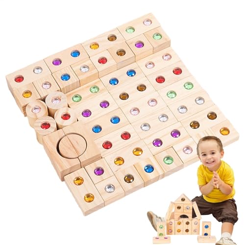 Generisch Holzbausteine ​​Set - Holzstaplerwürfel Set für Kinder - Acrylfarben -Sortierblock Bauspielzeug, Spielzeug von Generisch