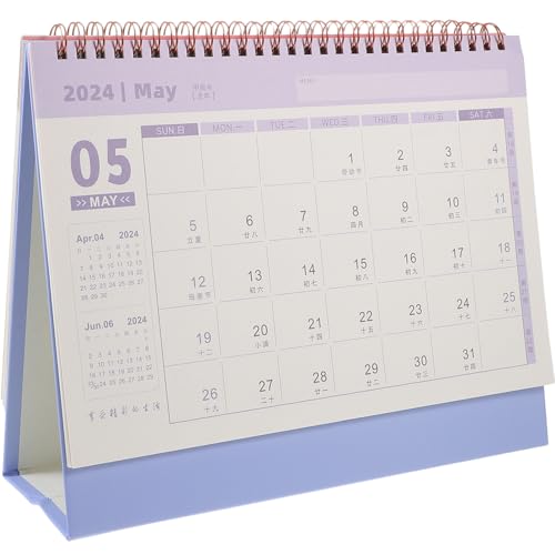 Generisch Kalender 2024 Großer Kalender Kalenderschreibtisch Staffelei-tischkalender Monatlicher Tischkalender Desktop-standkalender Desktop-kalender Urlaub Blue Papier. Aluminiumlegierung von Generisch