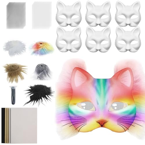 Generisch Katzenmasken Für Bastelarbeiten,Set Mit Leerem Katzengesicht - Bastelset Mit Netzstoff Und Samtstoff-Zubehör Für Karneval Cosplay Party Maskerade Generisch Katzenmasken Für Bastelarbeiten,Set Mit Leerem Katzengesicht - Bastelset Mit Netzstoff Und Samtstoff-Zubehör Für Karneval Cosplay Party Maskerade von Generisch