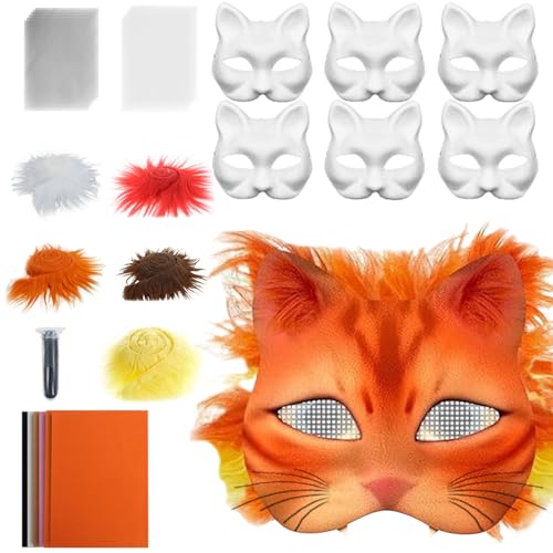 Generisch Katzenmasken Für Bastelarbeiten,Tiermasken-Set | Bastelset Mit Netzstoff Und Samtstoff-Zubehör Für Karneval Cosplay Party Maskerade Generisch Katzenmasken Für Bastelarbeiten,Tiermasken-Set | Bastelset Mit Netzstoff Und Samtstoff-Zubehör Für Karneval Cosplay Party Maskerade von Generisch