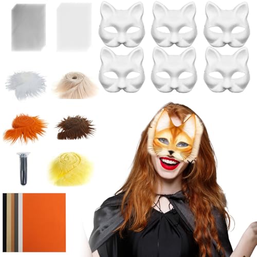Generisch Katzenmasken-Grundform,Unbemalte Katzenmasken Set - Bastelset Mit Netzstoff Und Samtstoff-Zubehör Für Karneval Cosplay Party Maskerade Generisch Katzenmasken-Grundform,Unbemalte Katzenmasken Set - Bastelset Mit Netzstoff Und Samtstoff-Zubehör Für Karneval Cosplay Party Maskerade von Generisch