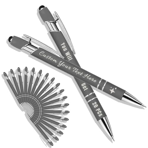 Generisch Kugelschreiber Personalisiert mit Gravur 2 in 1 Kugelschreiber mit Touchpen Kuli Personalisiert Stifte Set 10/20/50/100 Stück, Mehrfarbiger Kugelschreiber #16 von Generisch