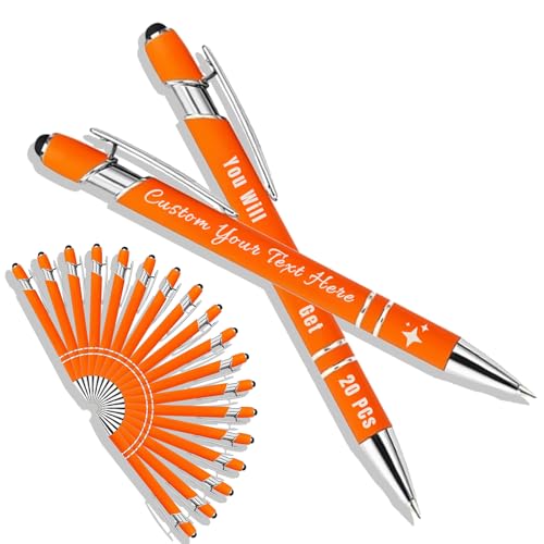 Generisch Kugelschreiber Personalisiert mit Gravur 2 in 1 Kugelschreiber mit Touchpen Kuli Personalisiert Stifte Set 10/20/50/100 Stück, Mehrfarbiger Kugelschreiber #20 von Generisch