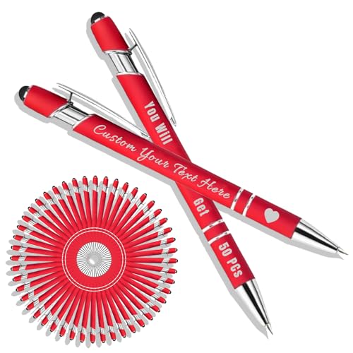 Generisch Kugelschreiber Personalisiert mit Gravur 2 in 1 Kugelschreiber mit Touchpen Kuli Personalisiert Stifte Set 10/20/50/100 Stück, Mehrfarbiger Kugelschreiber #21 von Generisch