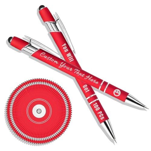 Generisch Kugelschreiber Personalisiert mit Gravur 2 in 1 Kugelschreiber mit Touchpen Kuli Personalisiert Stifte Set 10/20/50/100 Stück, Mehrfarbiger Kugelschreiber #31 von Generisch