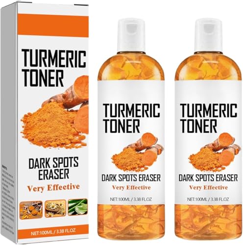 Generisch Kurkuma-Toner, 100 Ml Kurkuma-Toner, Radiergummi Für Dunkle Flecken Im Gesicht, Kurkuma-Toner-Gesichtsserum, Für Gesicht Und Hals, Gleichmäßiger Hautton, Makellose Haut,2 pcs von Generisch