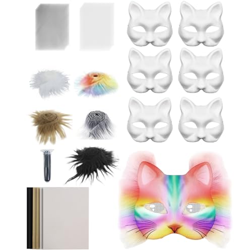 Generisch Leere Katzenmaske,Unbedruckte Tiermasken Zum Verkleiden - Bastelset Mit Netzstoff Und Samtstoff-Zubehör Für Karneval Cosplay Party Maskerade Generisch Leere Katzenmaske,Unbedruckte Tiermasken Zum Verkleiden - Bastelset Mit Netzstoff Und Samtstoff-Zubehör Für Karneval Cosplay Party Maskerade von Generisch