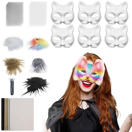 Generisch Leere Katzenmaske | Tiermasken-Set | Bastelset Mit Netzstoff Und Samtstoff-Zubehör Für Karneval Cosplay Party Maskerade Generisch Leere Katzenmaske | Tiermasken-Set | Bastelset Mit Netzstoff Und Samtstoff-Zubehör Für Karneval Cosplay Party Maskerade von Generisch
