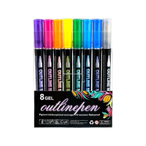 Generisch Mal-Graffiti-Stifte-Set, Graffiti-Skizzenstifte, Kunststifte, Graffiti-Designs, Selbstkontur-Design, PVC-Material, 13,5 Cm, Für Bastelarbeiten, Sammelalben, Fotoalben, Journaling von Generisch