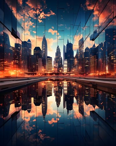 Generisch Malen Nach Zahlen Erwachsene New York City Landschaft Brooklyn Bridge Mit Rahmen 40X50CM Malen Nach Zahlen Sets auf Leinwand mit Acrylfarben für Kinder Anfänger,DIY Ölgemälde-Set,A14 von Generisch