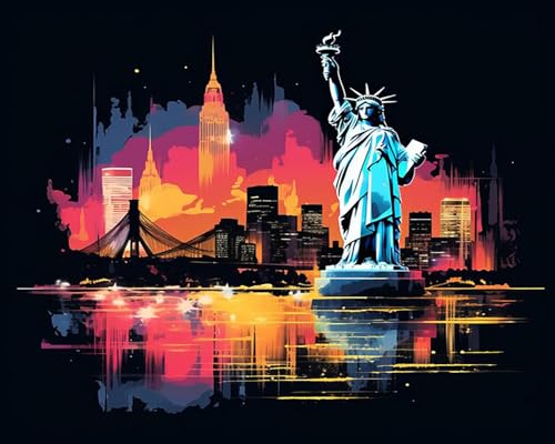 Generisch Malen Nach Zahlen Erwachsene New York City Landschaft Brooklyn Bridge Ohne Rahmen 40X50CM Malen Nach Zahlen Sets auf Leinwand mit Acrylfarben für Kinder Anfänger,DIY Ölgemälde-Set,A23 von Generisch