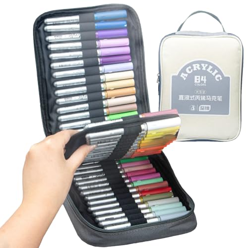 Generisch Malstifte Für Ausmalbücher - Journaling Marker | 84 Farben Kreative Acrylmarker Mit Tragetasche Zum Malen Und Zeichnen Für Kinder Auf Stoff Und Holz Generisch Malstifte Für Ausmalbücher - Journaling Marker | 84 Farben Kreative Acrylmarker Mit Tragetasche Zum Malen Und Zeichnen Für Kinder Auf Stoff Und Holz von Generisch