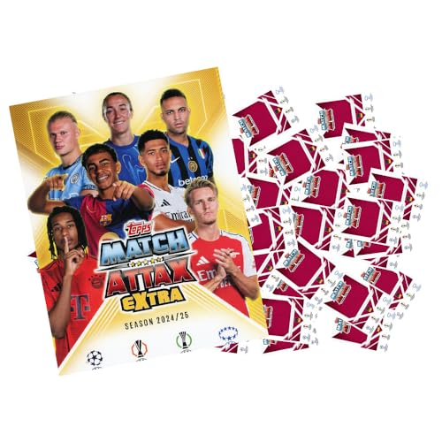 Generisch Match Attax Champions League 2024/25 EXTRA - Trading Cards - 1 Leere Sammelmappe + 100 Verschiedene, zufällige Karten von Generisch