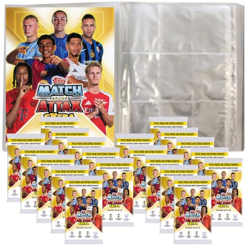 Generisch Match Attax Champions League 2024/25 EXTRA - Trading Cards - 1 Leere Sammelmappe + 20 Booster von Generisch