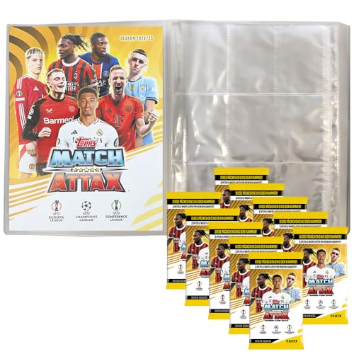 Generisch Match Attax Champions League 2024/25 - Trading Cards - 1 Leere Sammelmappe + 10 Booster von Generisch