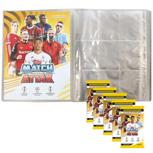 Generisch Match Attax Champions League 2024/25 - Trading Cards - 1 Leere Sammelmappe + 5 Booster von Generisch