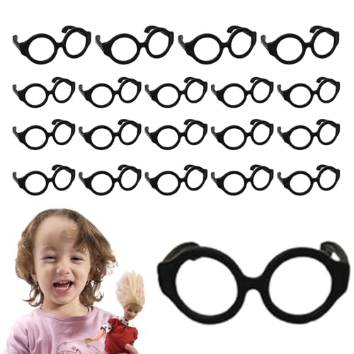 Mini-Puppenbrillen,Puppenbrillen,Linsenlose Dress-Up-Brille - Puppenbrillen, 20 kleine Brillen für 7–12 Zoll große Puppen, Puppenkostüm-Zubehör von Generisch