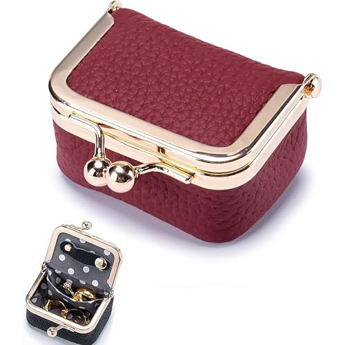 Generisch Mini-Schmuckschatulle, Lederschmuck-Aufbewahrungsbox, Damen-Reise-Lederschmuck-Aufbewahrungsbox (Burgundy) von Generisch