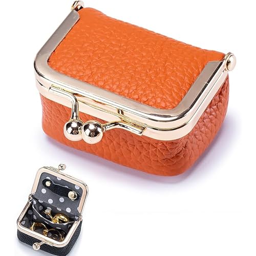 Generisch Mini-Schmuckschatulle, Lederschmuck-Aufbewahrungsbox, Damen-Reise-Lederschmuck-Aufbewahrungsbox (Orange) von Generisch