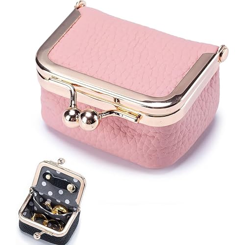 Generisch Mini-Schmuckschatulle, Lederschmuck-Aufbewahrungsbox, Damen-Reise-Lederschmuck-Aufbewahrungsbox (Pink) von Generisch