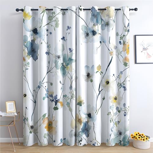 Generisch Moderne Floral Vorhang, Blumen Mädchen Gardinen mit Ösen 2er Set Verdunkelungsvorhang, Blumenmuster Vorhänge, Wohnzimmer Schlafzimmer Kinderzimmer Blickdichte vorhänge, 336x229 cm f11&32 von Generisch