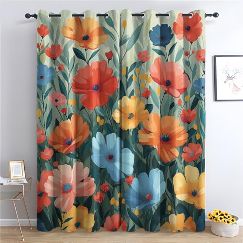 Generisch Mohnblumen Vorhang, Retro Mohn Gardinen mit Ösen 2er Set Verdunkelungsvorhang, Bunte Blumen Vorhänge, Wohnzimmer Schlafzimmer Kinderzimmer Blickdichte vorhänge, 300x280 cm1&-ua41 Generisch Mohnblumen Vorhang, Retro Mohn Gardinen mit Ösen 2er Set Verdunkelungsvorhang, Bunte Blumen Vorhänge, Wohnzimmer Schlafzimmer Kinderzimmer Blickdichte vorhänge, 300x280 cm1&-ua41 von Generisch