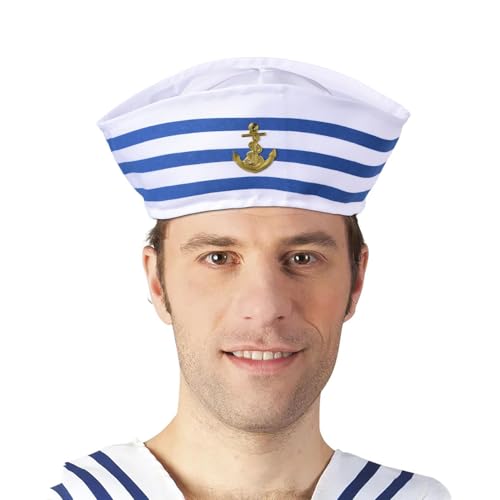 Generisch Navy Matrosenmütze Kostüm,Erwachsene Partyhüte Fancy Navy Hat Sailor Outfit Damen Herren - für Halloween-Kostümpartys von Generisch