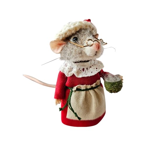 Generisch Niedliche Nadelfilzmaus, Weihnachtsmaus aus Wollfilz, niedliche Filzmäuse,Deko-Figur, Weihnachtsdekoration, Nadelfilz, Weihnachtsmaus, Puppendekorationen (D) von Generisch