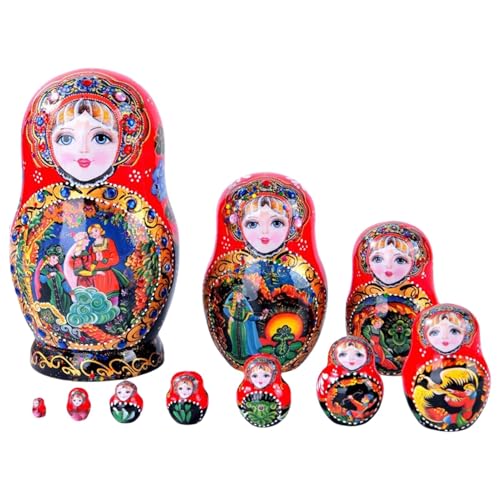 Generisch Nistpuppen - Russische Nistpuppen | Holzstapel handgefertigte Puppen, Puppen-Set, 10-Layer Russische Nistpuppen-Figuren Dekorationen für Kinder Weihnachtszimmer Dekoration von Generisch