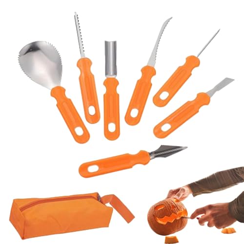 Generisch Obstschnitzwerkzeuge, schnitzset - 7-teiliges Halloween-Werkzeugset - Werkzeuge zum Schaben von sen, Zubehör für laternen, schneideset aus Stahl für Kinder und Erwachsene von Generisch