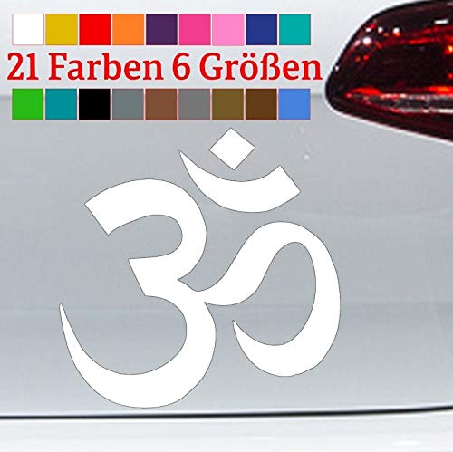 generisch Om Zeichen Aufkleber Yoga Omm Ohm Symbol AUM Huddhismus Hindu Meditation Sticker in 6 Größen und 21 Farben von generisch