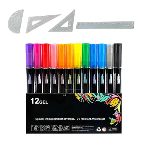 Generisch Outline Graffiti Stifte Set, Coloring Lightstick Graffiti-textmarker, Lightstick Graffiti Marker, Outline Stifte Magische Stifte, Umriss-Zeichenstifte Inklusive Lineal von Generisch