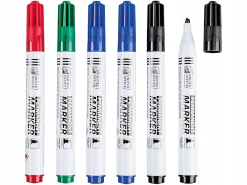 Generisch Permanentmarker 6er Pack schnell trocknend permanent Wischfest wasserfest (Keilspitze Bunt) von Generisch