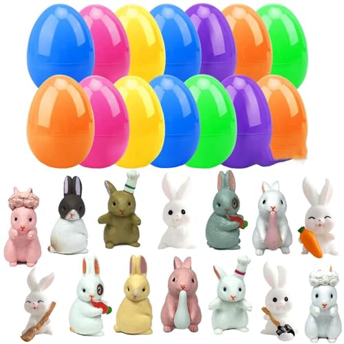 Generisch Prefilled Easter Eggs of Mini Stuffed Animal Toys Basket Stuffer for Kids Easter Egg Hunt Filler and Party Favors, Classroom Prize Supplies (14X) von Generisch