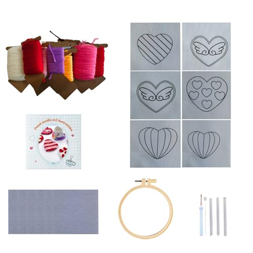 Generisch Punch Needle Coaster, Handmade Embroidery Set, Handcrafted Needle Kits,home Crafting Set, Valentine's Day Kit, for Work Area, Living Room, Kitchen 9.84x9.06x1.97 Inches von Generisch