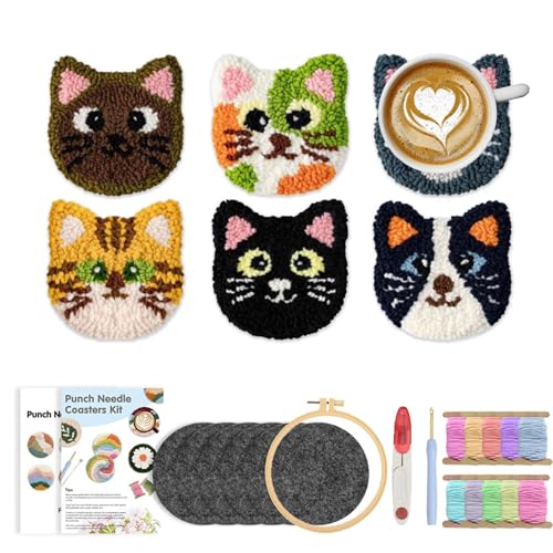 Generisch Punch Needle Untersetzer Set - Stickkissen Garn Set für Erwachsene Anfänger,Multifunktionelles Bastelset für Heimdekoration & Kreativität Generisch Punch Needle Untersetzer Set - Stickkissen Garn Set für Erwachsene Anfänger,Multifunktionelles Bastelset für Heimdekoration & Kreativität von Generisch