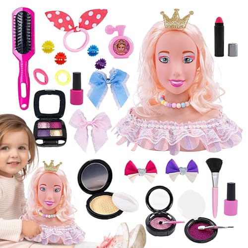 Generisch Puppenkopf für Haarstyling, Friseurpuppenkopf für Kinder, Mannequin Styling Kopf Haarpuppe, Rollenspiel, Kinderspielzeug, Haarstyling-Puppenkopf für Mädchen und Kinder ab 3 Jahren von Generisch