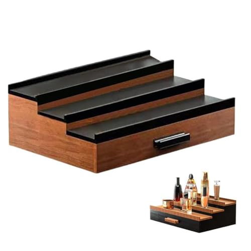 Generisch Rustikaler 3-stöckiger Parfüm-Organizer für Kommode, Unisex, Schwarz, Braun, Holz, CADDY, Kosmetik, Dunkel von Generisch