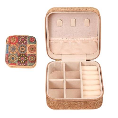 Generisch Schmuck-Organizer-Box, Schmuckkästchen für Damen,Tragbare Retro-Reise-Aufbewahrungsbox, Schmuckschatulle | Schmuck-Organizer aus Stoff, kreatives Reisezubehör für Ohrringe von Generisch