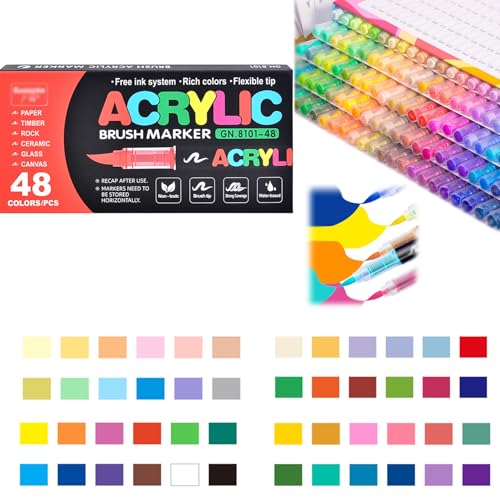 Generisch Stellaya Acrylic Markers, Stellaya Acrylic Markers for Coloring Books, Stellaya Straight Liquid Acrylic Marker (48 pcs) von Generisch