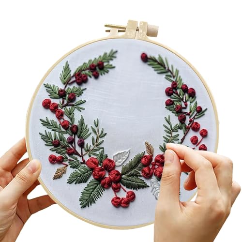 Generisch Sticksets, Weihnachtssets, Handstickerei, gestempelte Sets, für Anfänger geeignet, Weihnachtsdekoration, Weihnachtsstickerei, handgestempelte Sticksets für Weihnachten, Neujahr, Ostern von Generisch